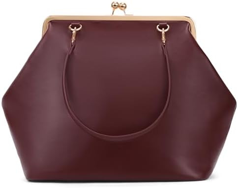 CATSEA Large Women's Kiss Lock Bag PU Medium Top Handle Handbags Kiss Clasp Shoulder Bags Tote Pu... | Amazon (US)