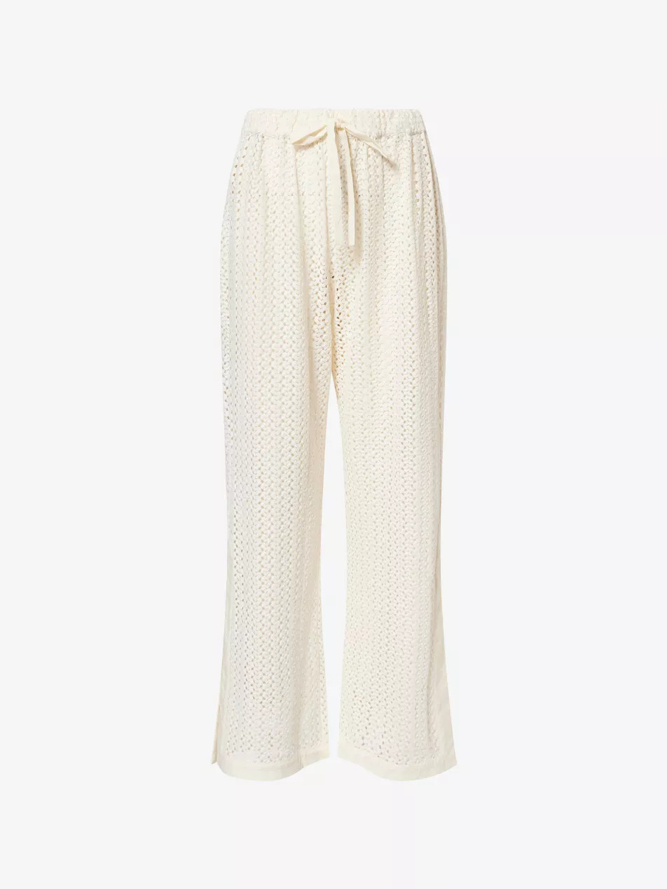 Side-Split Wide-Leg Crochet Trousers | Selfridges