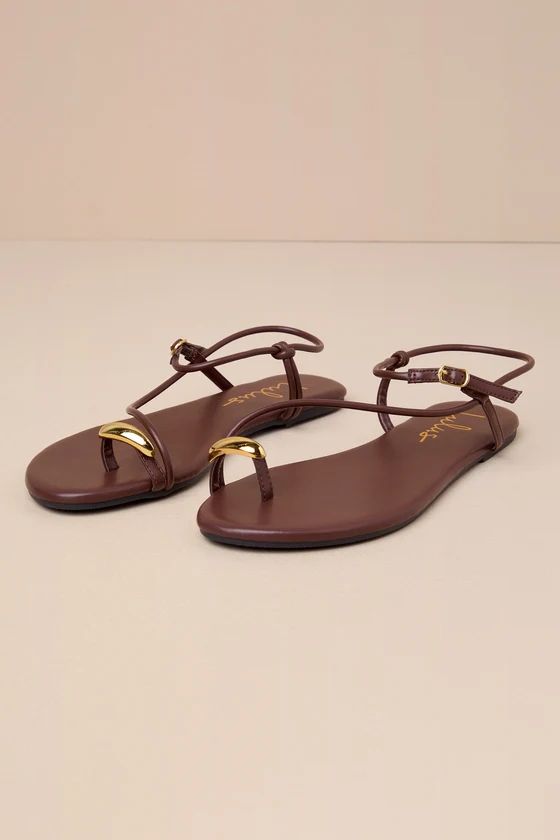 Hendron Chocolate Brown Flat Ankle Strap Sandals | Lulus