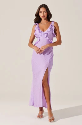 ASTR the Label | Sorbae Ruffle Maxi Dress in White | Size S | ASTR The Label (US)