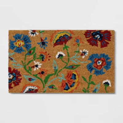1'6"x2'6" Delia Floral Tufted Outdoor Coir Doormat Natural - Threshold™ | Target