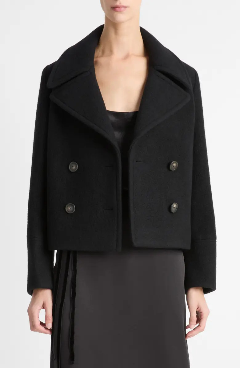 Vince Double Breasted Crop Boiled Wool Peacoat | Nordstromrack | Nordstrom Rack