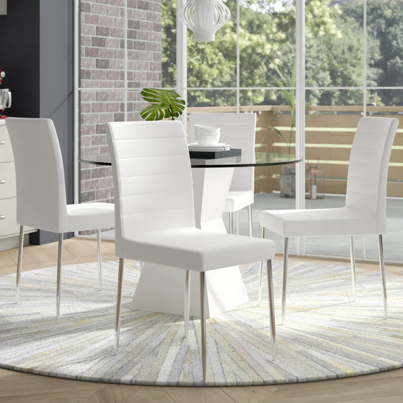 Abi-Mae Upholstered Side Chair in Chrome (Set of 4) | Wayfair North America