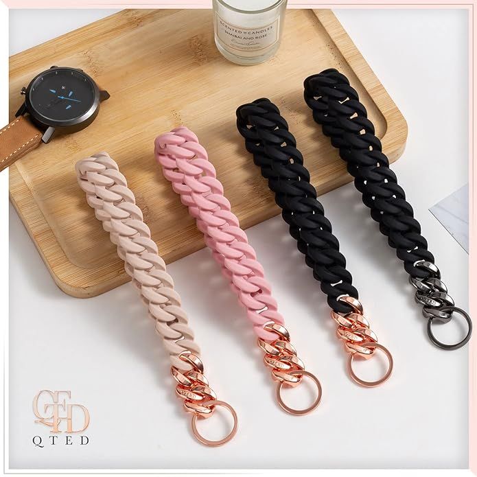 QTED Chain Wrist Lanyard for Keys - Keychain for Women and Men - Silicone Hand Loop Strap with O-... | Amazon (US)