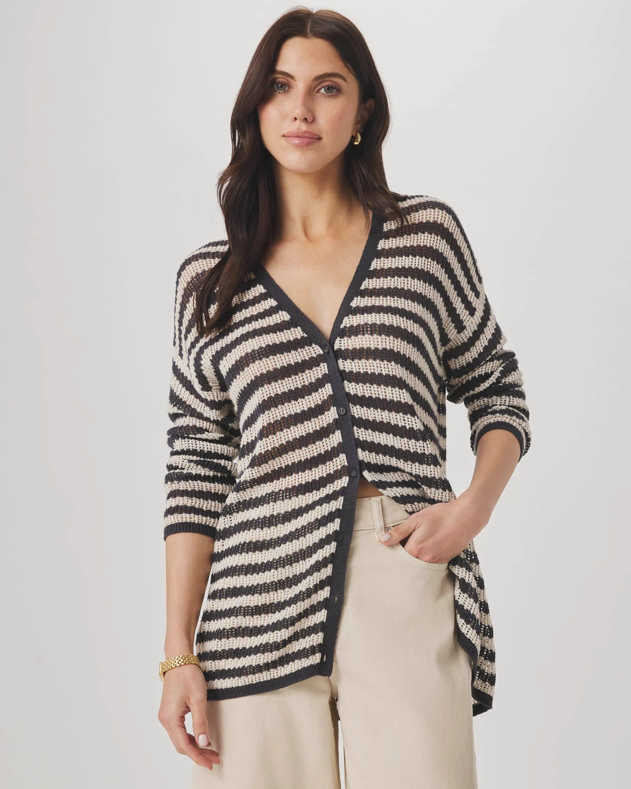 Yasmine Striped Open Cardigan | Splendid
