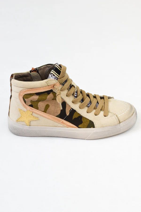 Roxanne High Top Sneakers - Green Camo | The Impeccable Pig