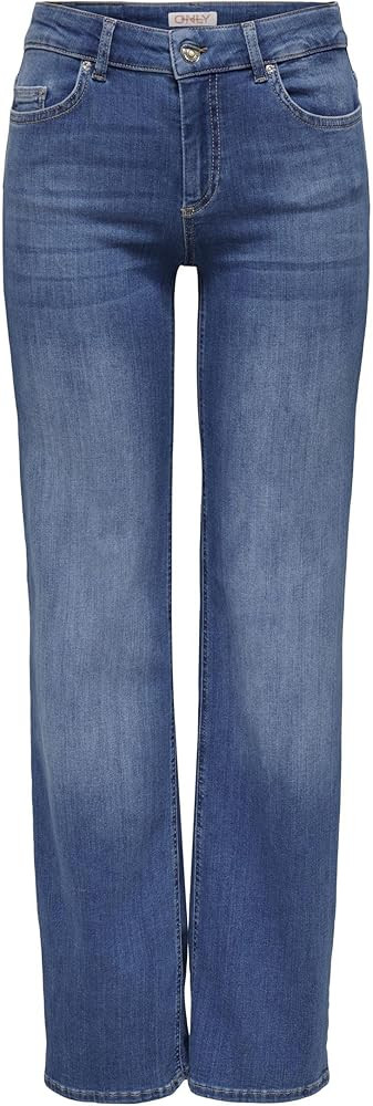 ONLY Female Straight-Fit Jeans ONLBLUSH Mittlere Taille Gerade geschnitten Jeans | Amazon (DE)