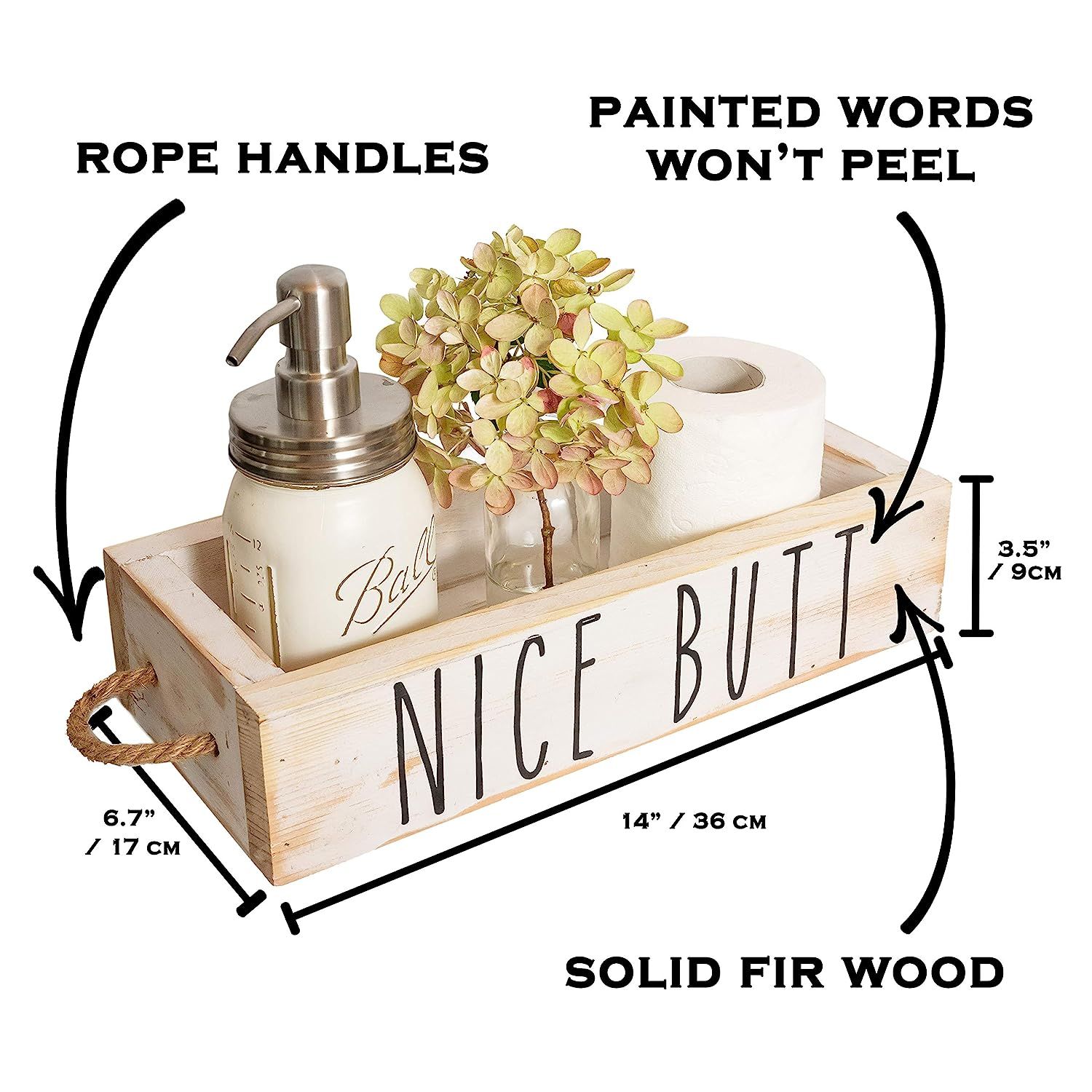 Nice Butt Bathroom Decor Box, 2 Sides with Funny Sayings - Funny Toilet Paper Holder Perfect for ... | Amazon (US)