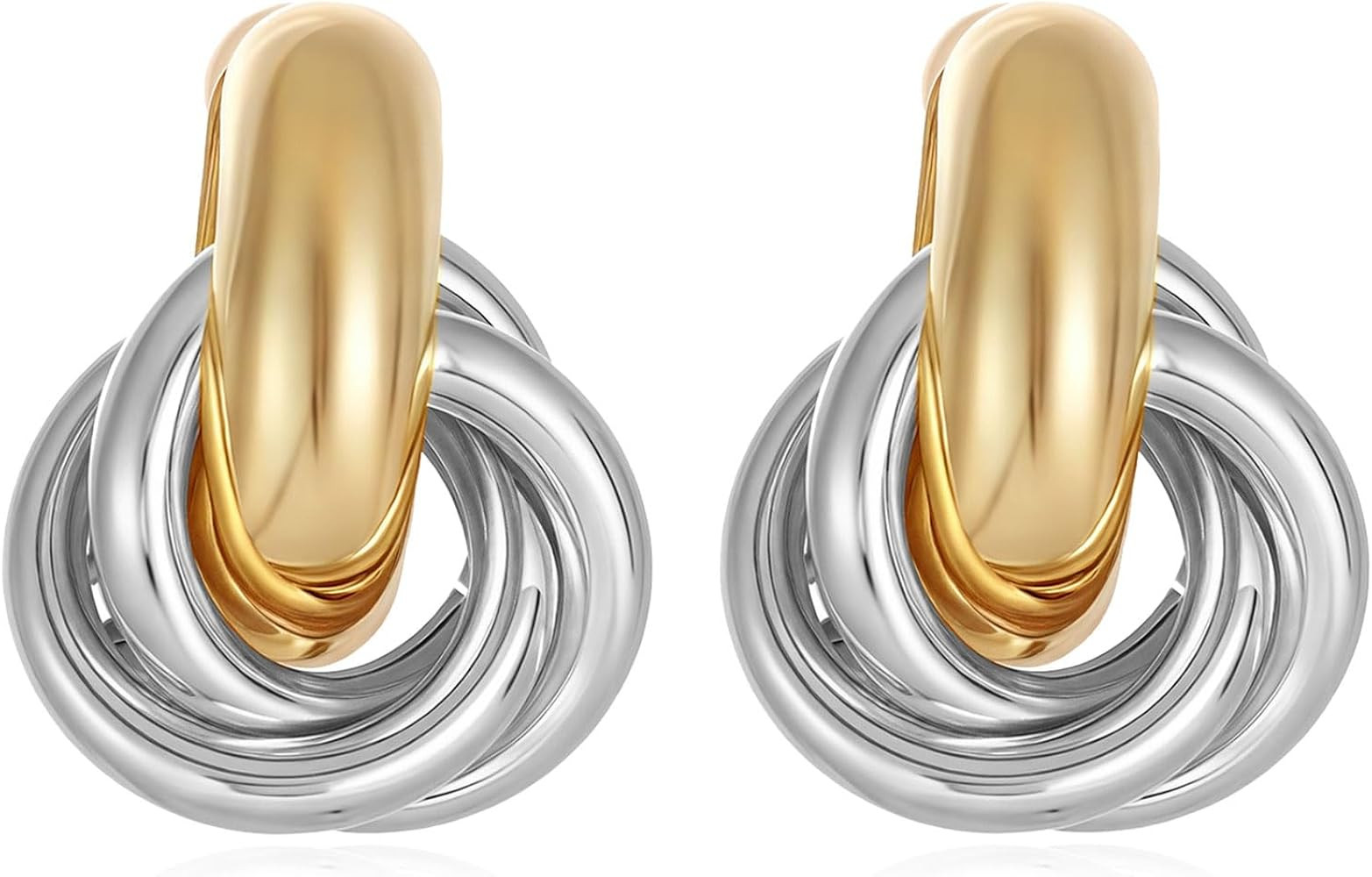 14K Gold Plated Knot Earrings for Women Gold Silver Earrings Heart Link Drop Dangle Earring Chunk... | Amazon (US)