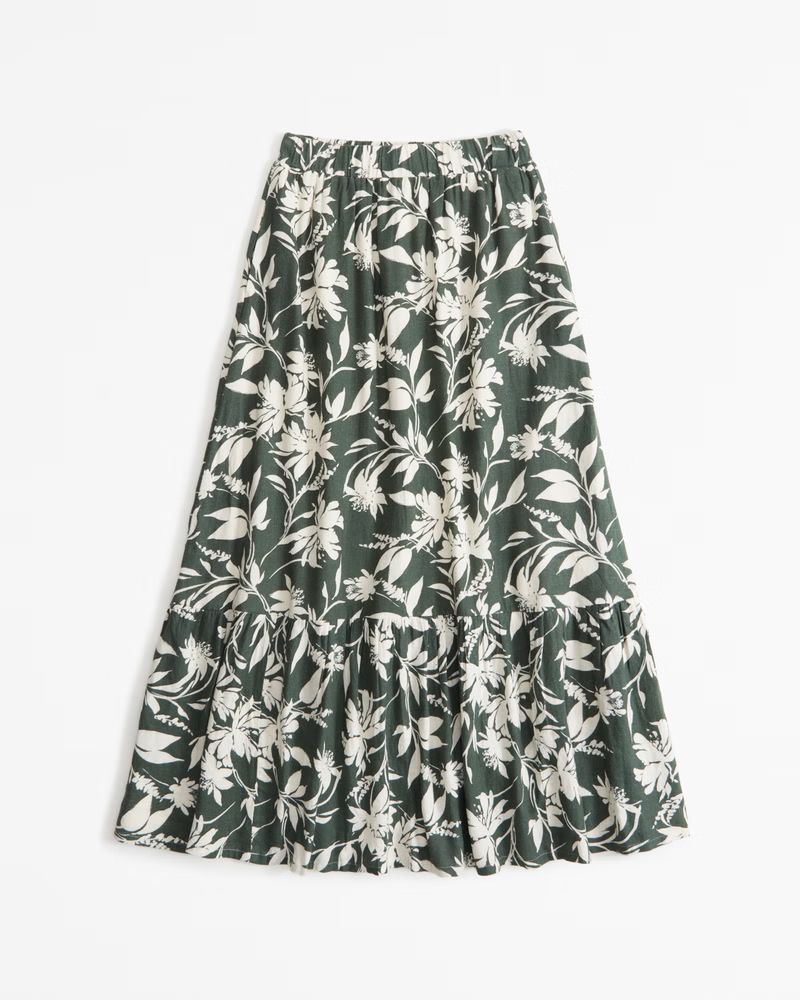 Linen-Blend Tiered Maxi Skirt | Abercrombie & Fitch (US)