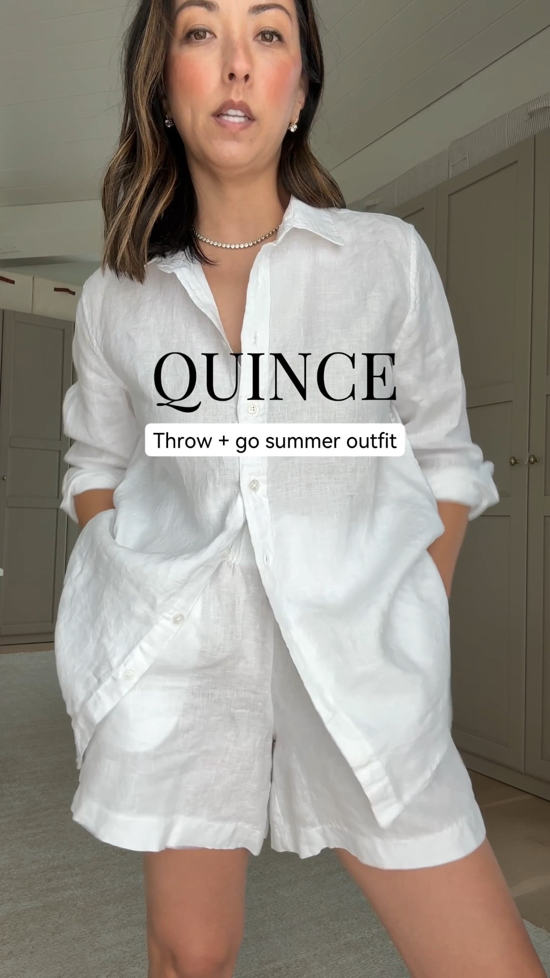 The shirt has a more classic fit, so I'd size up if you prefer an oversized look. Wearing a small in the linen button-up and shorts.

#LTKPetite #LTKmomlife
