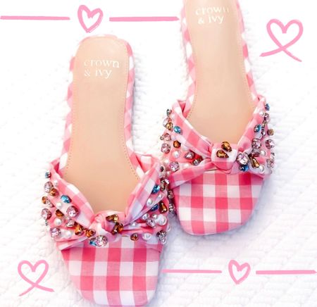 Crown and Ivy Pink Gingham Embellished (Pearls + Stones) Sandals - I can’t!!! 😍

So so cute!!!!!

Y’all they’re on Sale for $30! 

#LTKshoecrush #LTKunder50 #LTKSeasonal