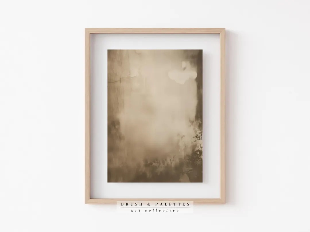 Abstract Wabi Sabi Beige Brown Art, Minimalist Japandi Moody Art, Mid Century Abstract Art, Large... | Etsy (US)