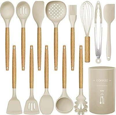 14 Pcs Silicone Cooking Utensils Kitchen Utensil Set, 446°F Heat Resistant,Turner Tongs,Spatula,... | Amazon (US)