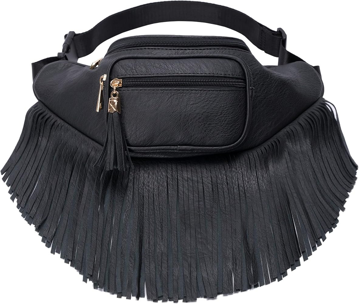 Solene Fringe Waist bag for women with Multi Zipper Pockets | Amazon (US)
