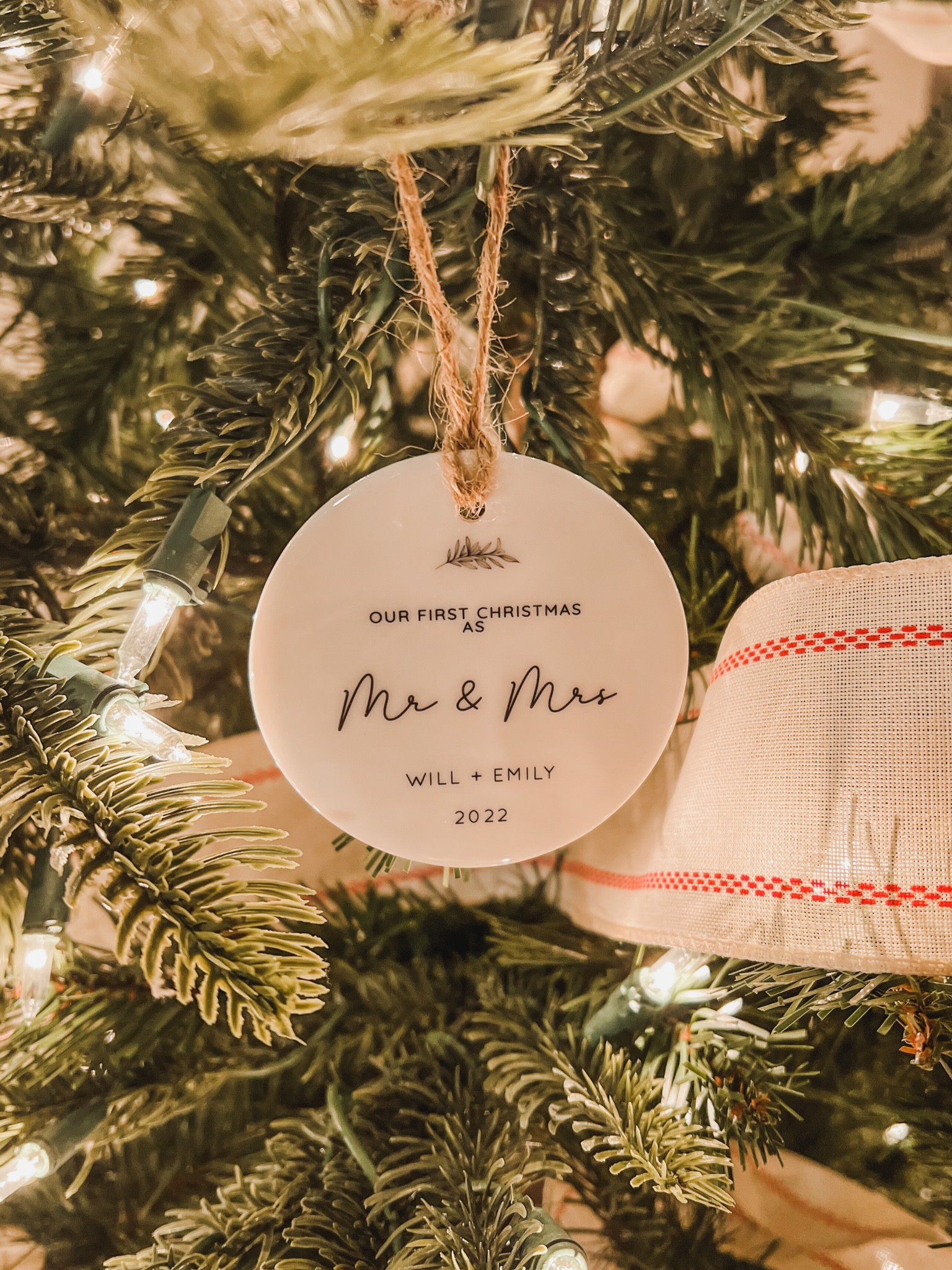First Christmas ornament for newlyweds!🤍🌲 customizable & under $10 

#LTKHoliday #LTKSeasonal #LTKhome