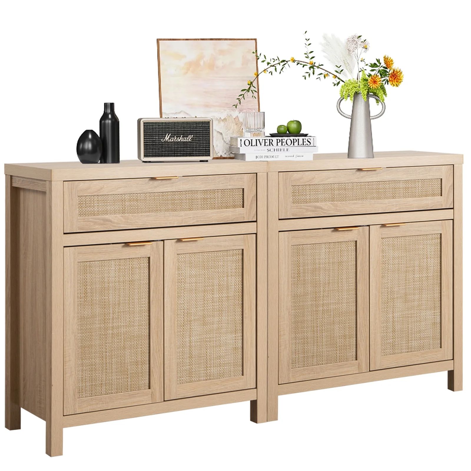 Omni House Sideboard Buffet Cabinet Set of 2,Sideboards and Buffets with Storage,Rattan Cabinet K... | Walmart (US)