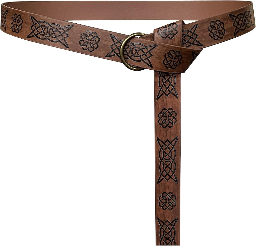 HiiFeuer Medieval Embossed PU Leather O-Ring Belt, Retro Renaissance Knight Belt | Amazon (US)