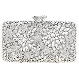 Fawziya Flower Clutch Purse Luxury Women Crystal Evening Clutch Bags-Silver | Amazon (US)