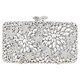 Fawziya Flower Clutch Purse Luxury Women Crystal Evening Clutch Bags-Silver | Amazon (US)