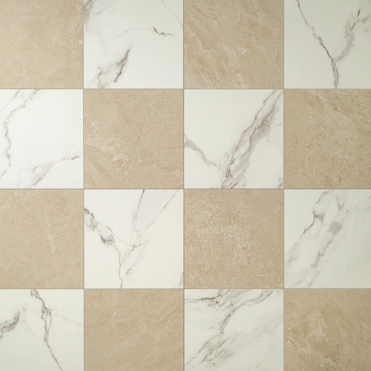 Alme Alvoro 24 in. x 24 in. Matte Marble Look Checkered Porcelain Floor and Wall Tile | Wayfair North America
