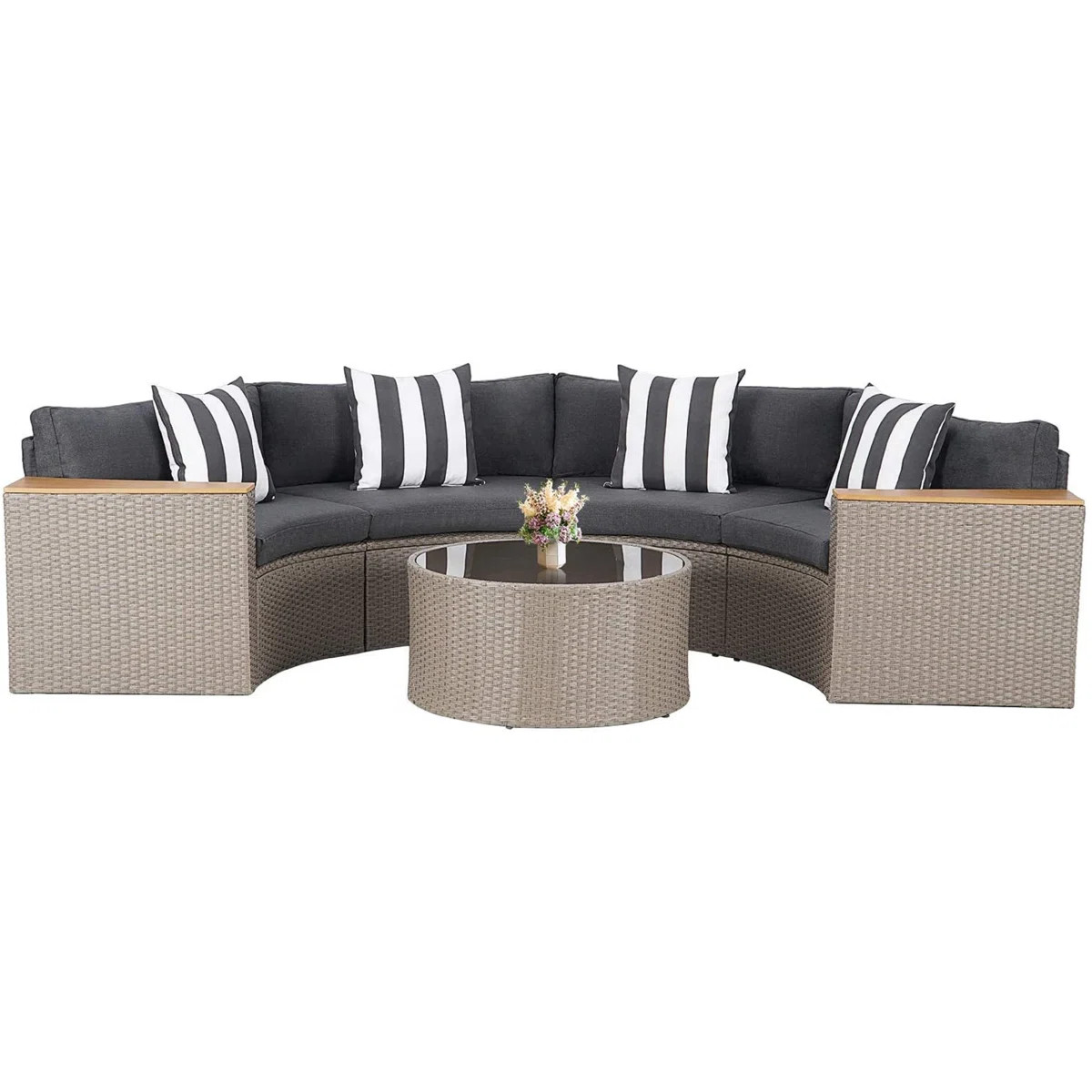 Damien Premium All-Weather Wicker 4 - Person Modular Patio Conversation Set with Cushions | Wayfair North America