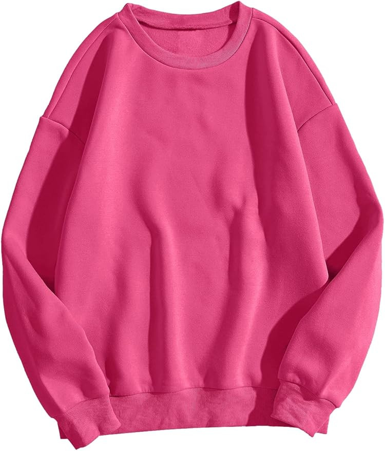 MakeMeChic Women's Casual Cute Oversized Long Sleeve Round Crew Neck Sweatshirt Pullover Top | Amazon (US)