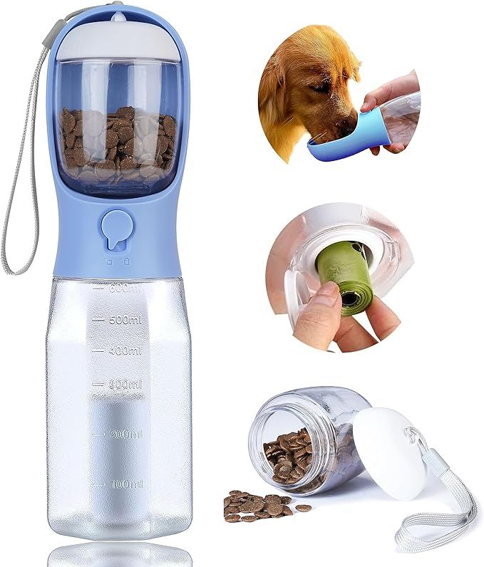 Dog Water Bottle with Food Container, Portable Pet Dog Water Dispenser for Outdoor Walking,Hiking... | Amazon (US)