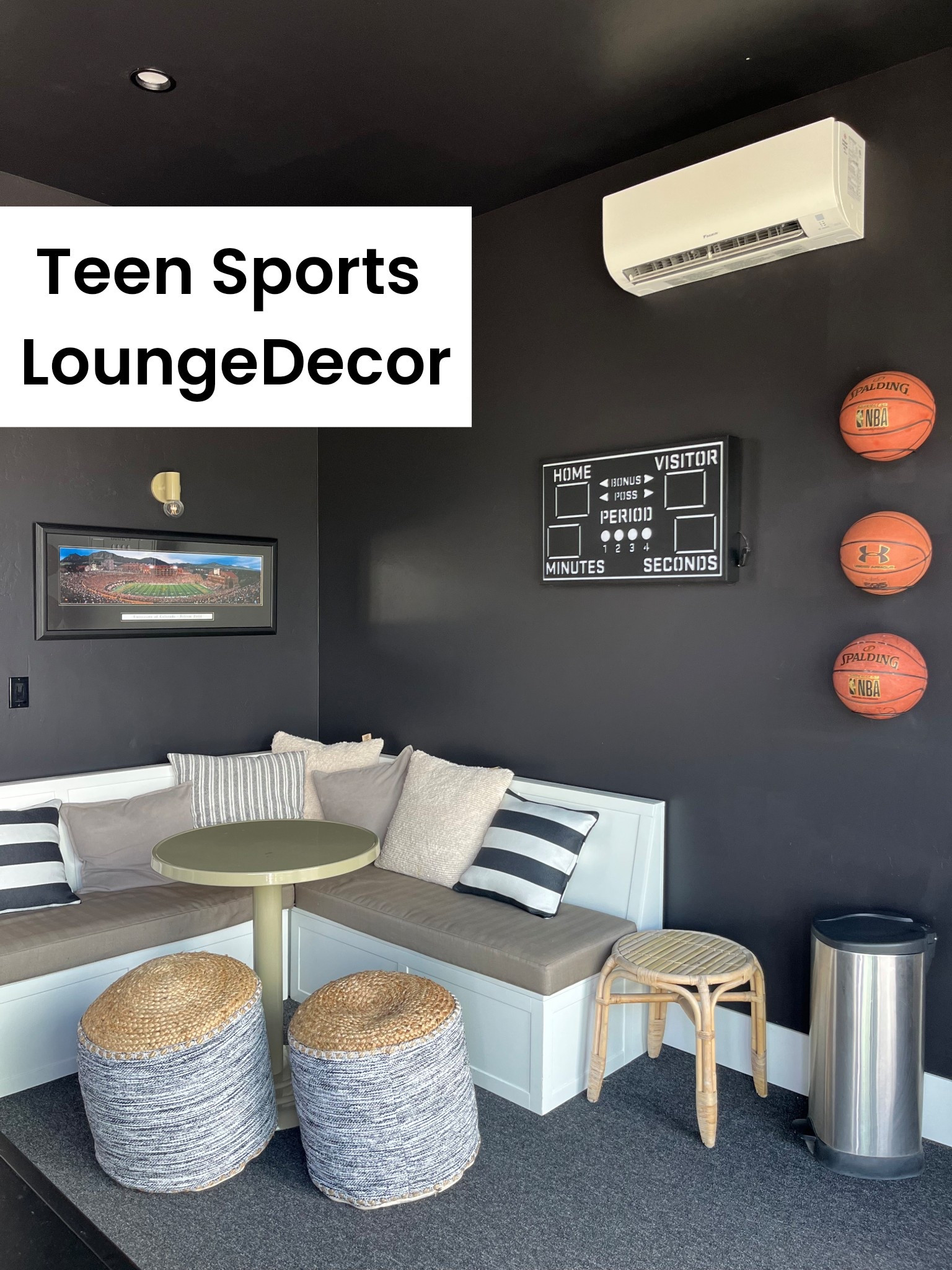 A teen hangout is a great place to get a little theme-y with decor I think. 

These would all be great additions to a basement, rec room, or kids room!

And as a bonus, the banquette has hidden storage under the seat for games, toys, and extra bedding 💥

#boysroom #kidsrooms #sports


#LTKHome #LTKKids