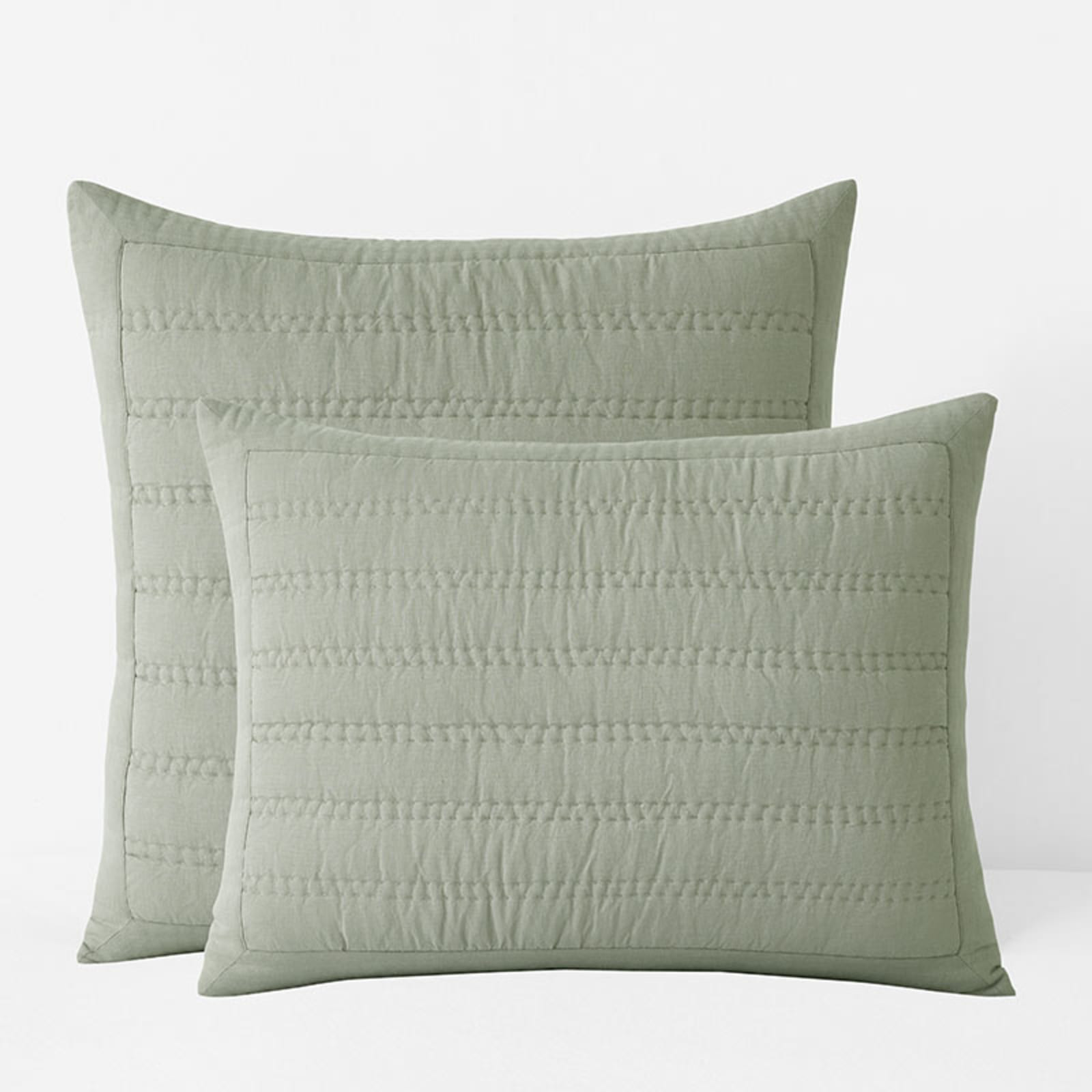 Premium Breathable Washed Linen Solid Quilted Sham - Moss, King | The Company Store