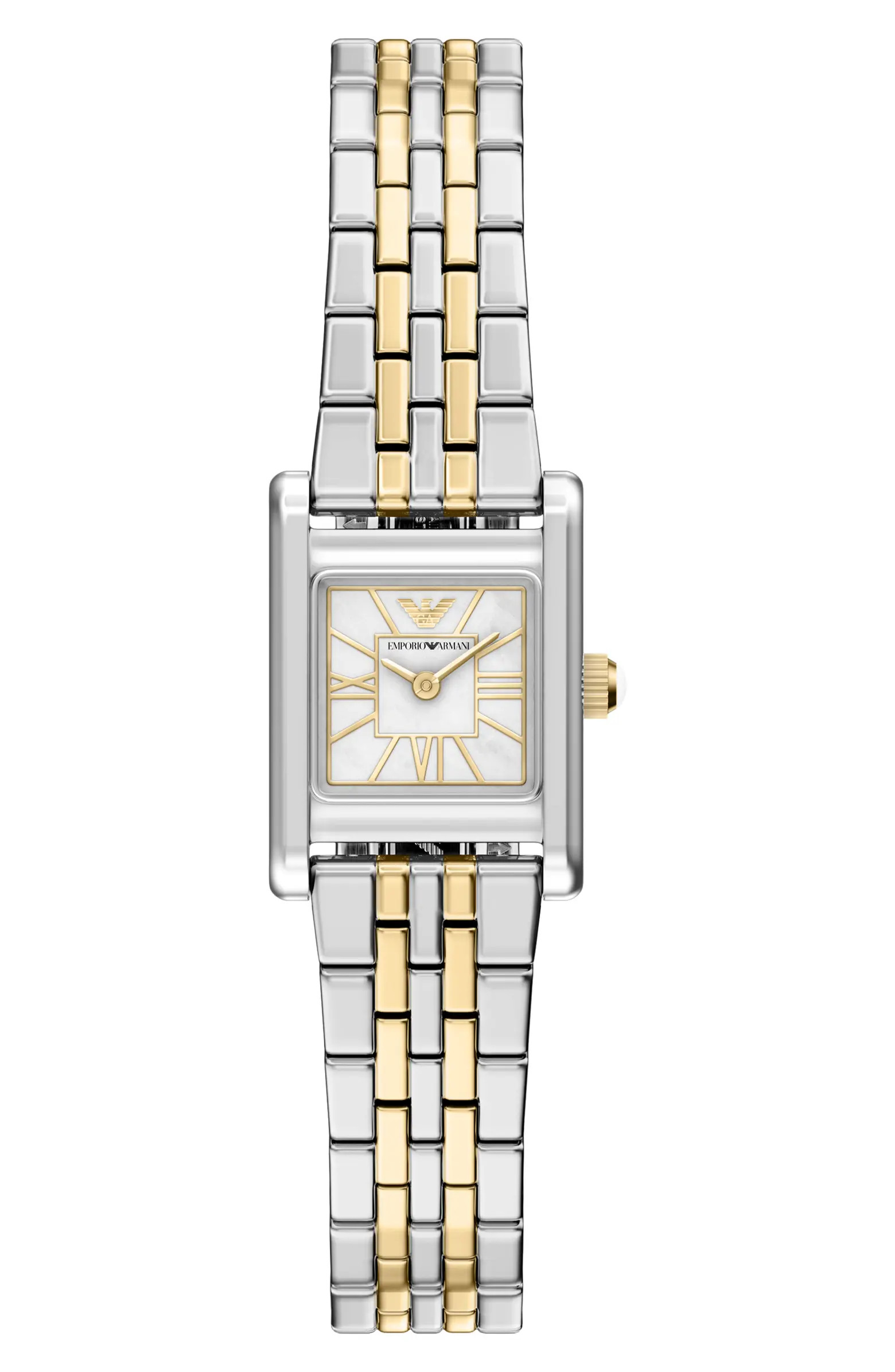 Small Mother-of-Pearl Tank Bracelet Watch, 19mm x 26mm | Nordstrom