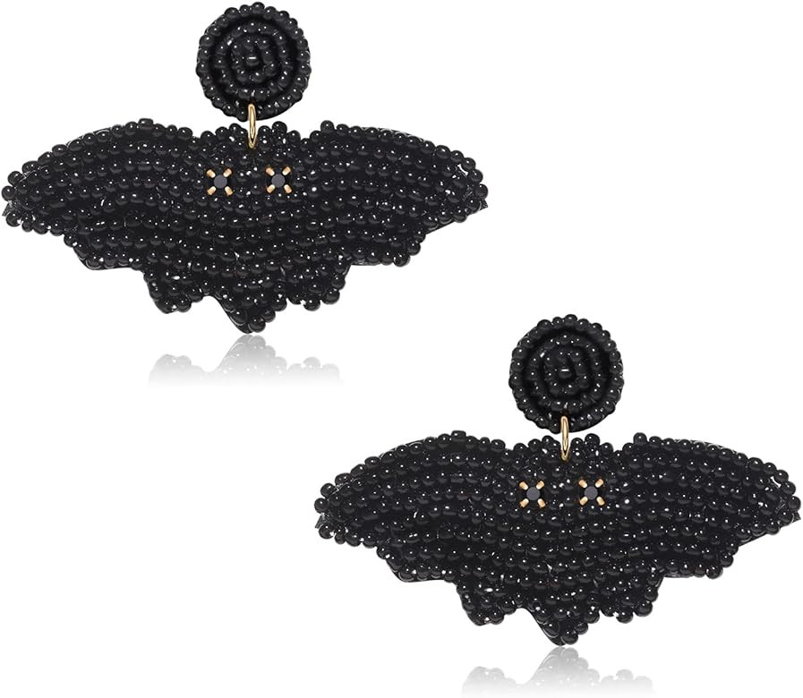 Halloween Earrings Beaded Bat Pumpkin Drop Dangle Earrings for Women Girl Cosplay Ear Studs Unique J | Amazon (US)