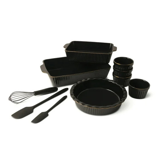 Thyme & Table 10-Piece Ceramic Bakeware Set - Black | Walmart (US)