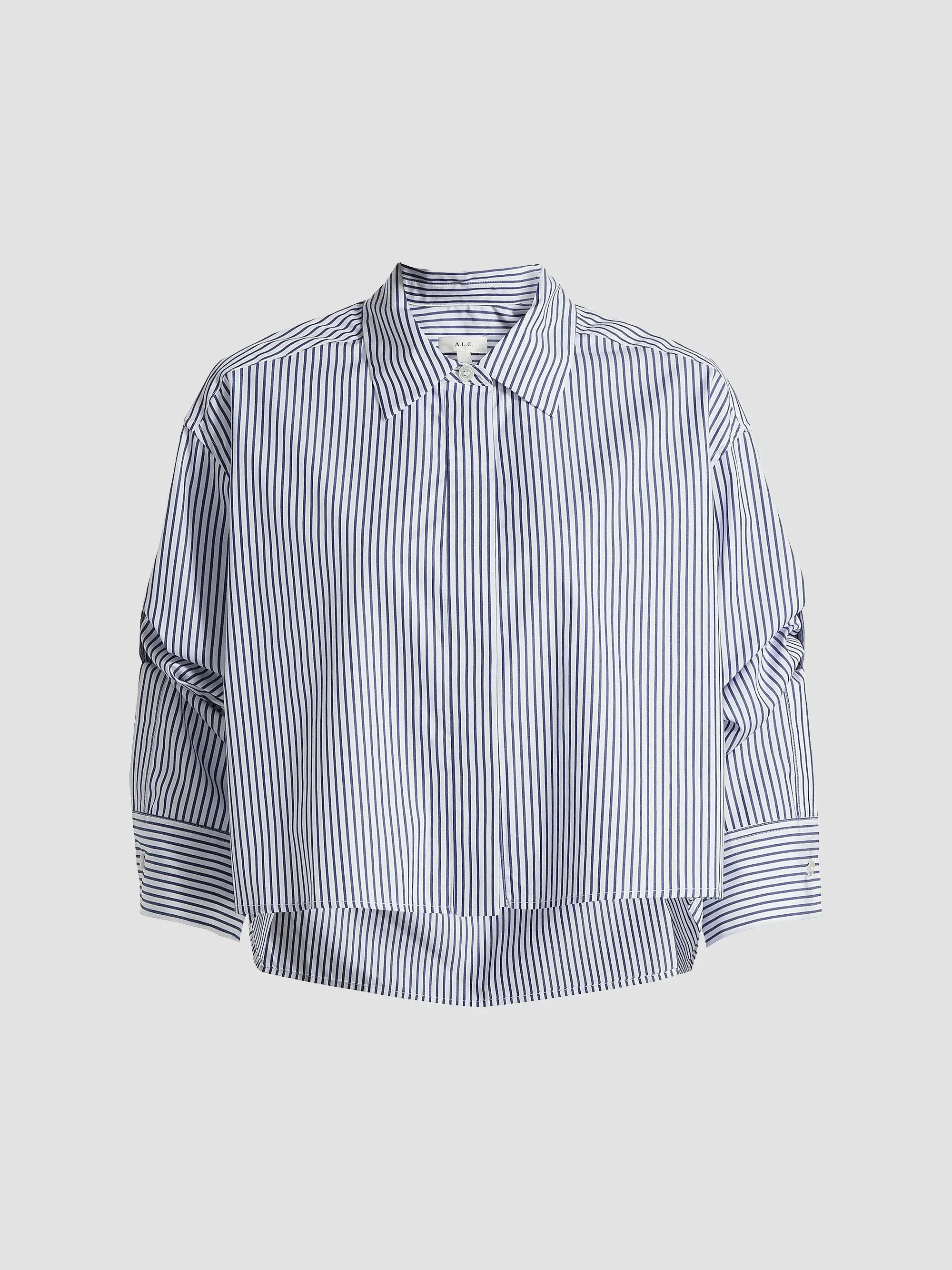 Maude Striped Cotton Poplin High-Low Shirt | Saks Fifth Avenue