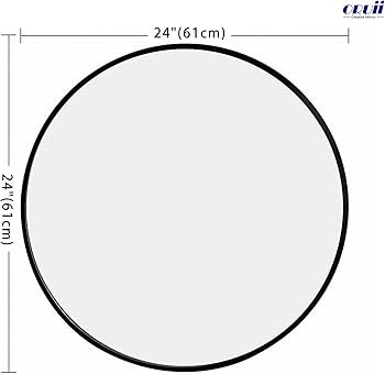 oruii Round Mirror, Black Round Mirror 24 inch, Round Wall Mirror, Round Bathroom Mirror, Circle ... | Amazon (US)