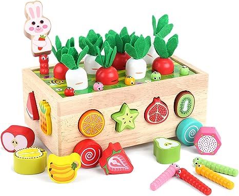 Toddlers Montessori Wooden Educational Toys for Boys Girls Age 2 3+ Year Old, Kid Wood Fine Motor... | Amazon (US)