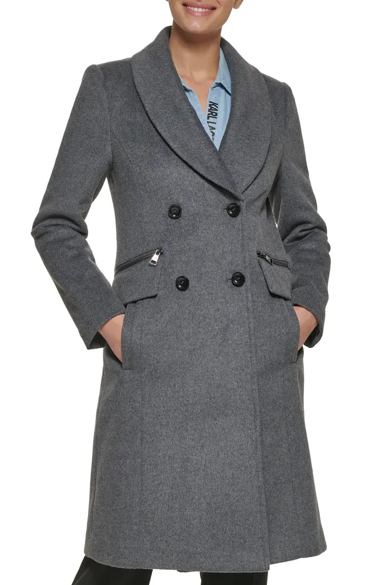 Shawl Collar Double Breasted Wool Blend Coat | Nordstrom