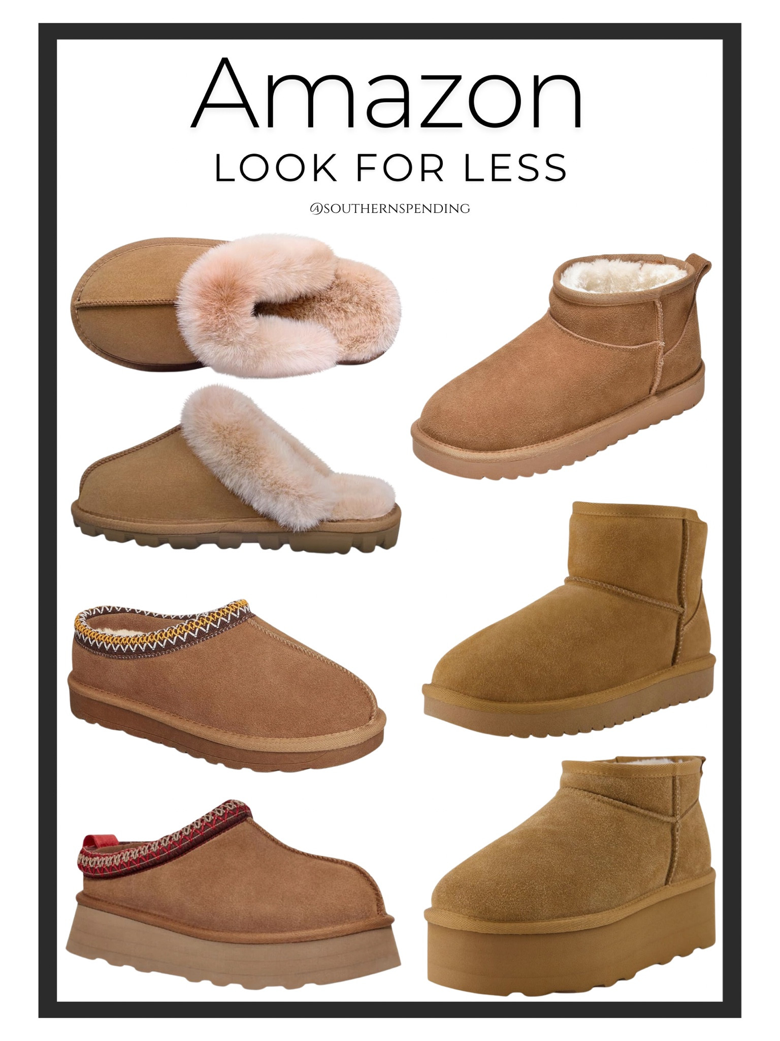 Ugg lookalike boots and slippers. Very similar styles to the Tazz, Tasman, ultra mini, and mini fur lined boots. All have excellent reviews and much more affordable !

#LTKGiftGuide #LTKSaleAlert #LTKShoeCrush