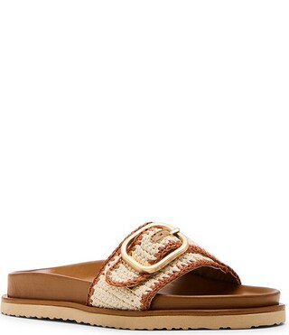 Steve Madden Memphis Raffia Buckle Detail Slide Sandals | Dillard's | Dillard's