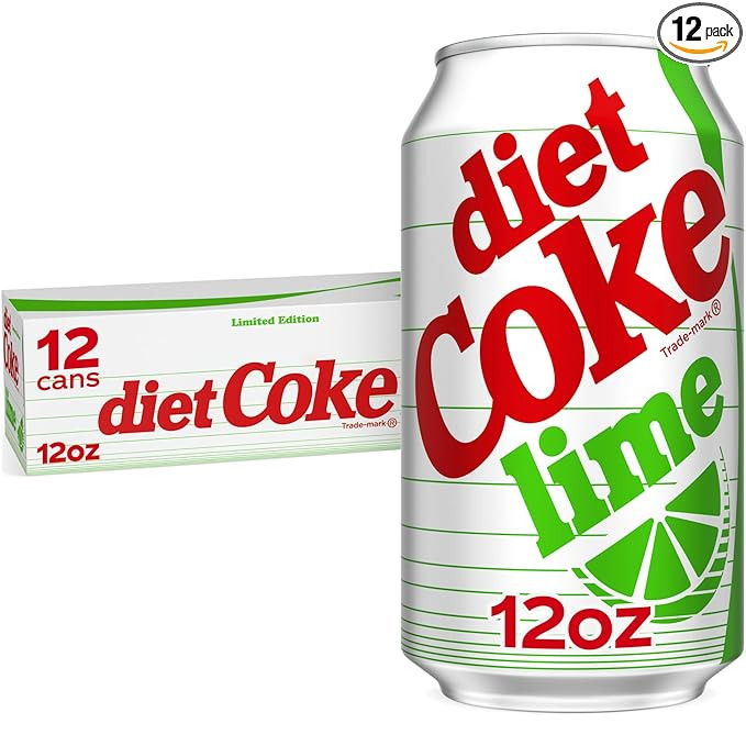Diet Coke Lime Soda Soft Drink Fridge Pack Cans, 12 fl oz, 12 Pack | Amazon (US)