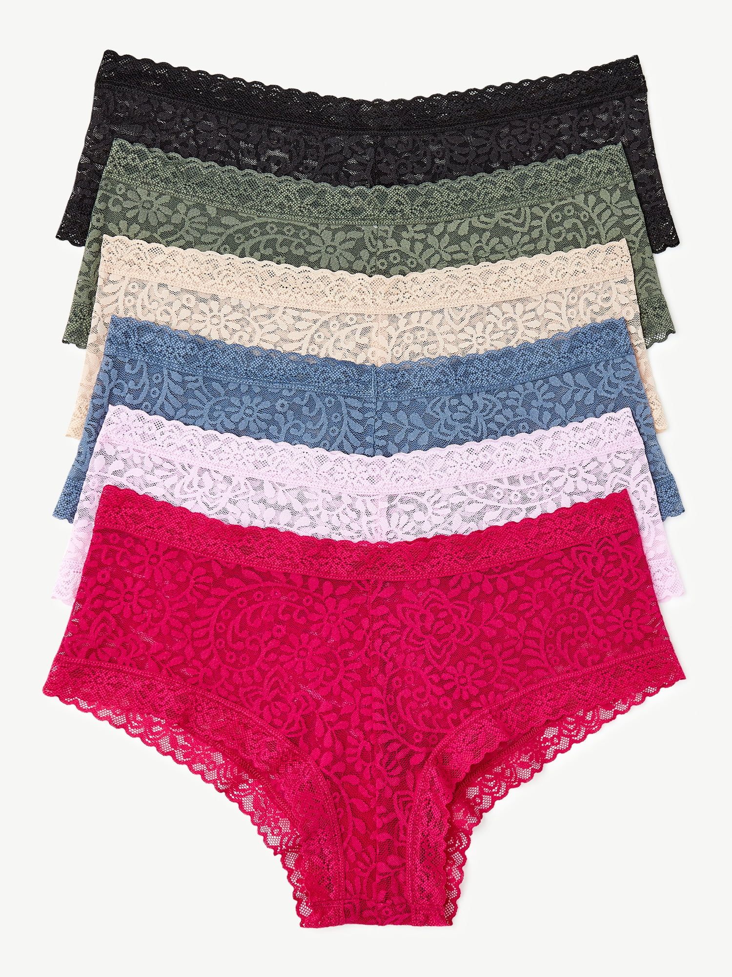 Joyspun Women's Stretch Lace Cheeky Panties, 6-Pack, Sizes S to 2XL | Walmart (US)