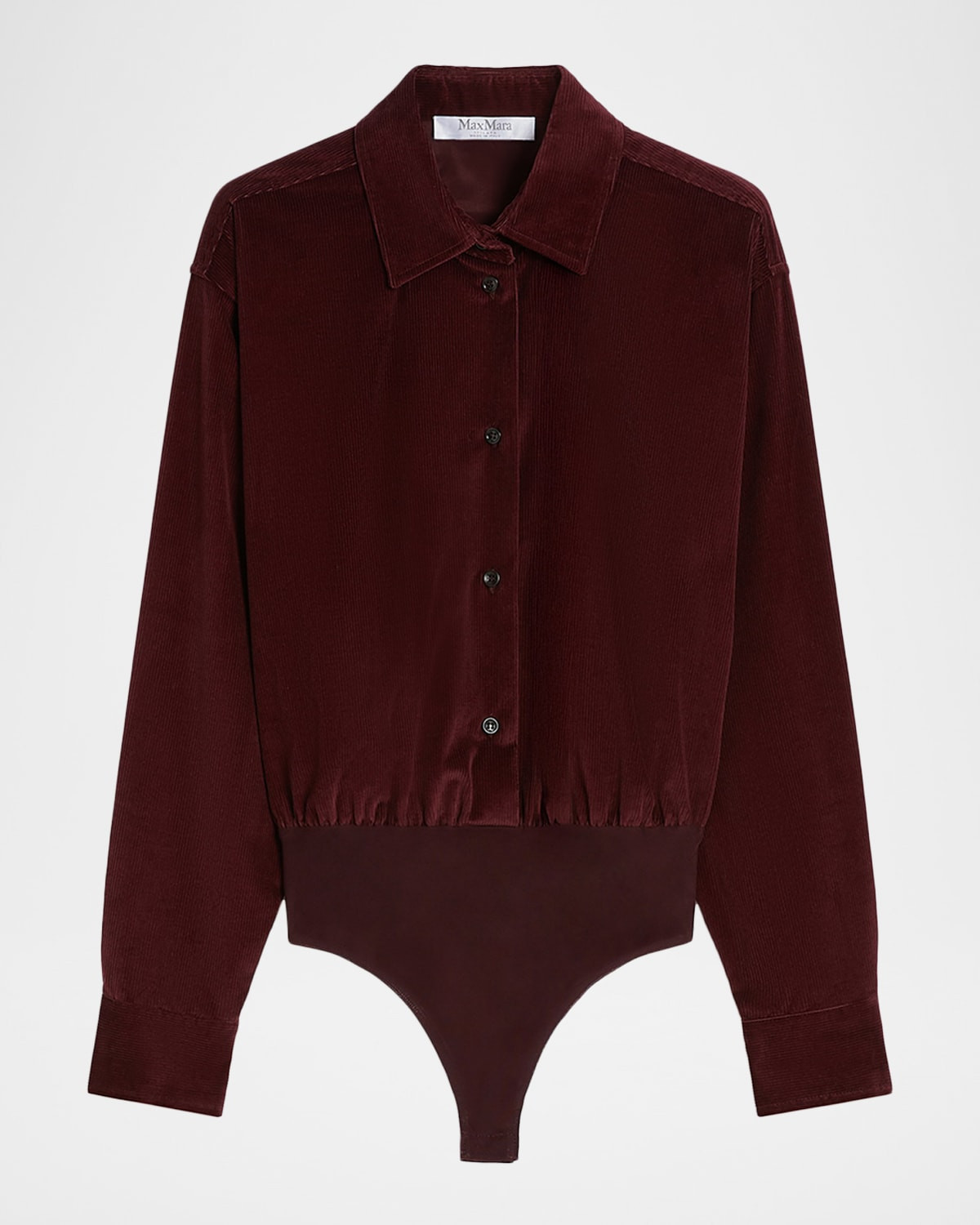 Cherry Cotton Velvet Thong Bodysuit | Neiman Marcus