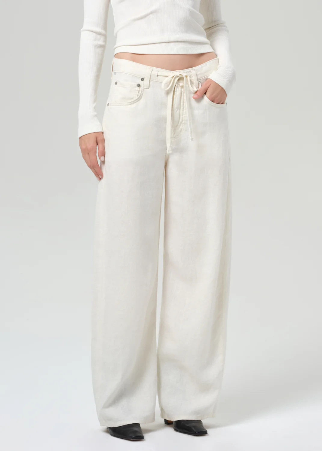 Brynn Drawstring Linen Trouser in Vanilla | Citizens of Humanity