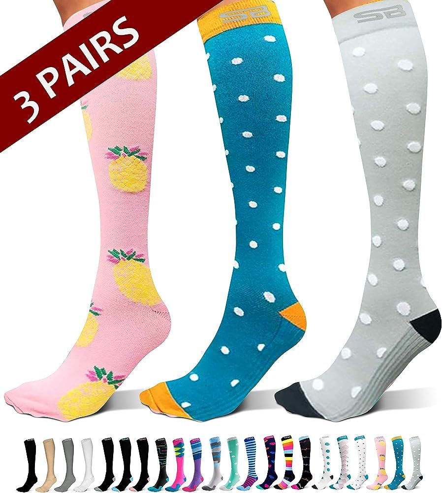 3-Pair Compression Socks (15-20mmHg) for Men & Women | Amazon (US)