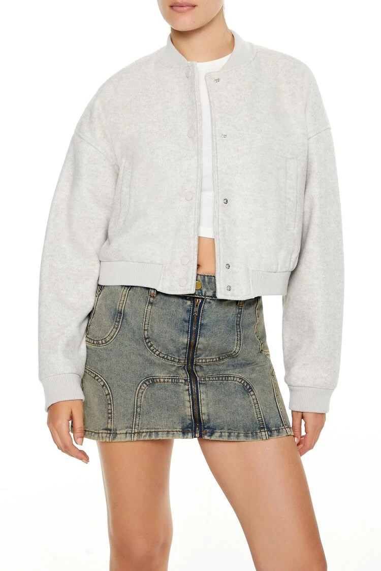 Heathered Bomber Jacket | Forever 21