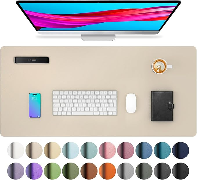 Aothia Leather Desk Pad Protector, Office Mat, Large Mouse Pad, Non-Slip PU Leather Blotter, Lapt... | Amazon (US)