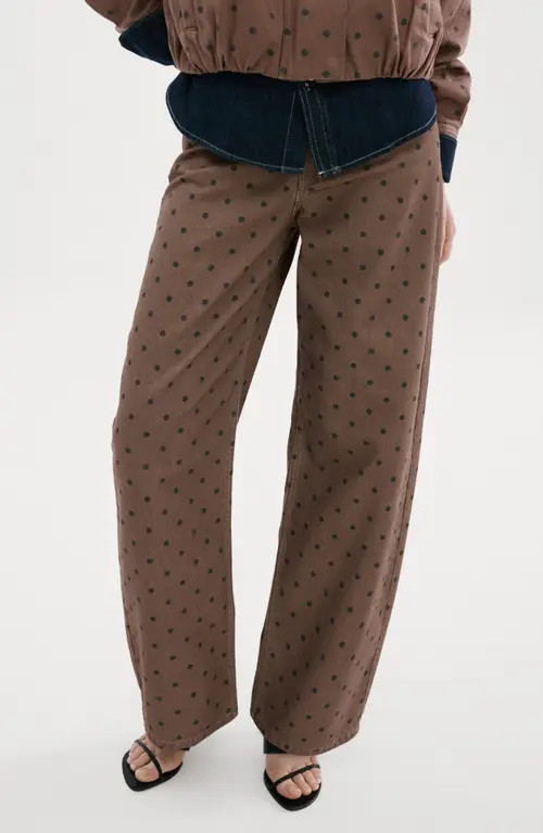MANGO Polka Dot Straight Leg Jeans in Chocolate at Nordstrom, Size 2 | Nordstrom