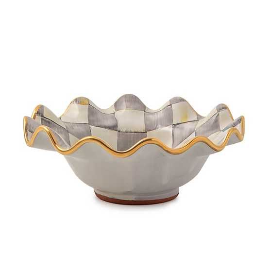 Sterling Check Ceramic Fluted Breakfast Bowl | MacKenzie-Childs