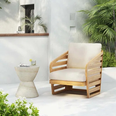 Outdoor Wood PVC-coated polyester Club Chair | Wayfair North America