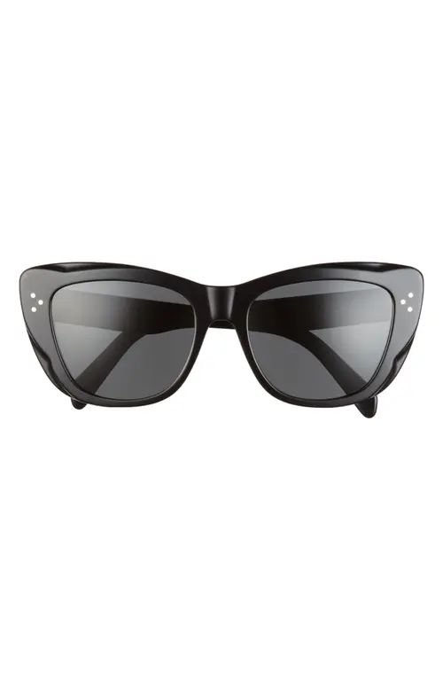 CELINE 54mm Cat Eye Sunglasses in Shiny Black /Smoke at Nordstrom | Nordstrom
